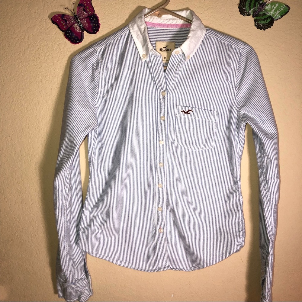 Hollister Button Down Long Sleeve Shirt, XS, EUC, pet/smoke free home - Picture 2 of 9